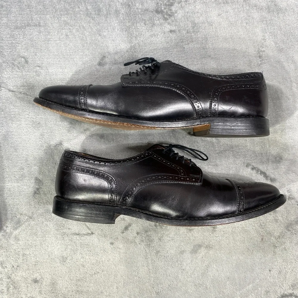 Allen Edmonds Sandford Black Cap Toe Brogue Derby Oxford Shoes Men 12 D Leather